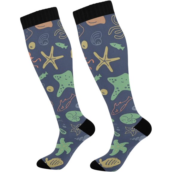 FREEAMG Rainbow Fish Scales Compression Socks for Women and Men, 1 Pair