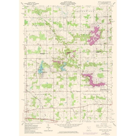 Topographical Map - Nettle Lake Ohio Quad - USGS 1961 - Vintage Wall Art