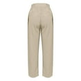 thumbnail image 7 of CLOISE Linen Pants Women Plus Size with Pockets Cotton Linen Pants Petite Casual Elastic Waist Lounge Pants Lightweight Lady Pull on Pants Mid Rise Trousers Straight Leg Linen Pants Summer Beige L, 7 of 7