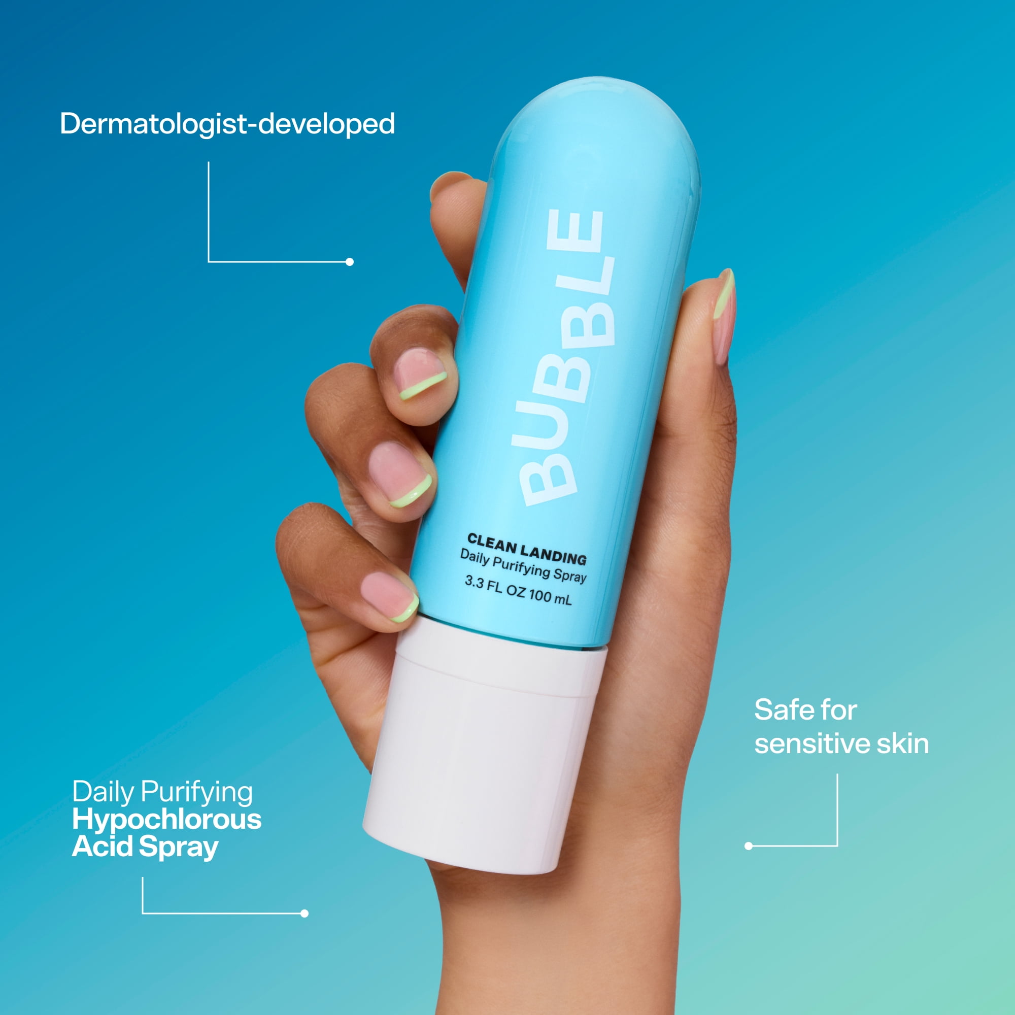 Bubble Skincare Clean Landing Daily Purifying Spray 3.4oz Hypochlorous Acid Mist