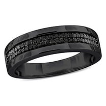 Everly Men's Black Diamond Black Rhodium Plated Sterling Silver Wedding Ring