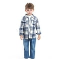 thumbnail image 5 of Toddler Kids Jackets Button Up Cute Lattice Pattern Print Baby Boys Girl Coats Long Sleeve Spring Soft Outerwear Tops (18-24 Months, Blue), 5 of 9