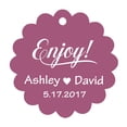 thumbnail image 1 of 100 PCS Enjoy! Customized Scallop Edges Hang Tags Personalized Wedding Favor Gift Paper Tags, 1 of 1