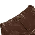 thumbnail image 5 of Stylish Women's Fashion Leather Wide Leg Flared Pants with Button Pockets for Trendy Winter Outfits, 5 of 7