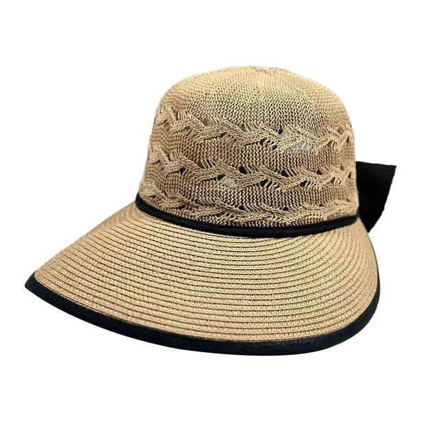 Womens Sun Hat Foldable Fashion Hollow Sun Visor Hat, Summer Beach Cap Wide  Brim Bucket Hat, for Bicycling Festival Pool Party Hiking Travel khaki 