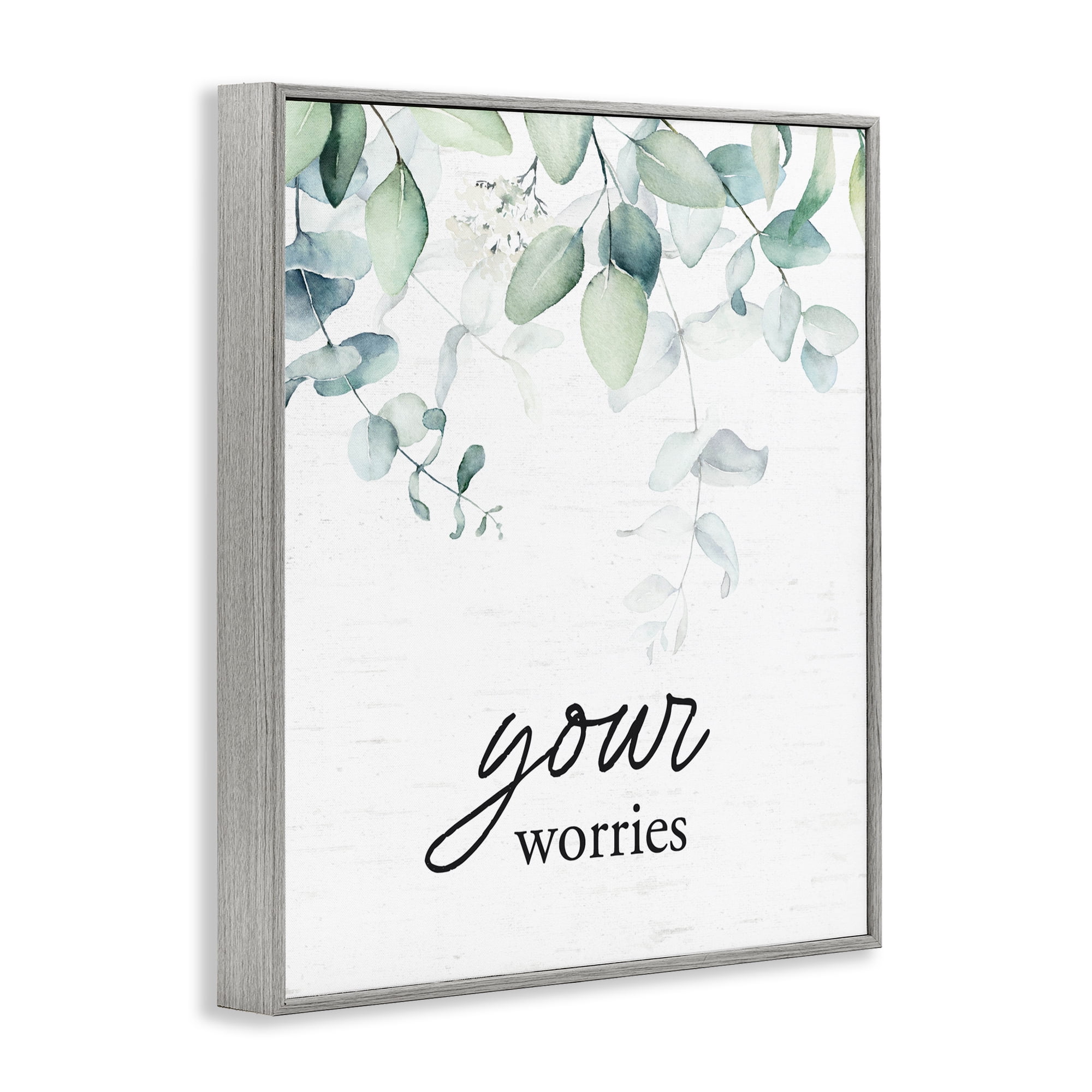 Your Worries Eucalyptus Gray Framed Giclee Art, design by Lettered and Lined