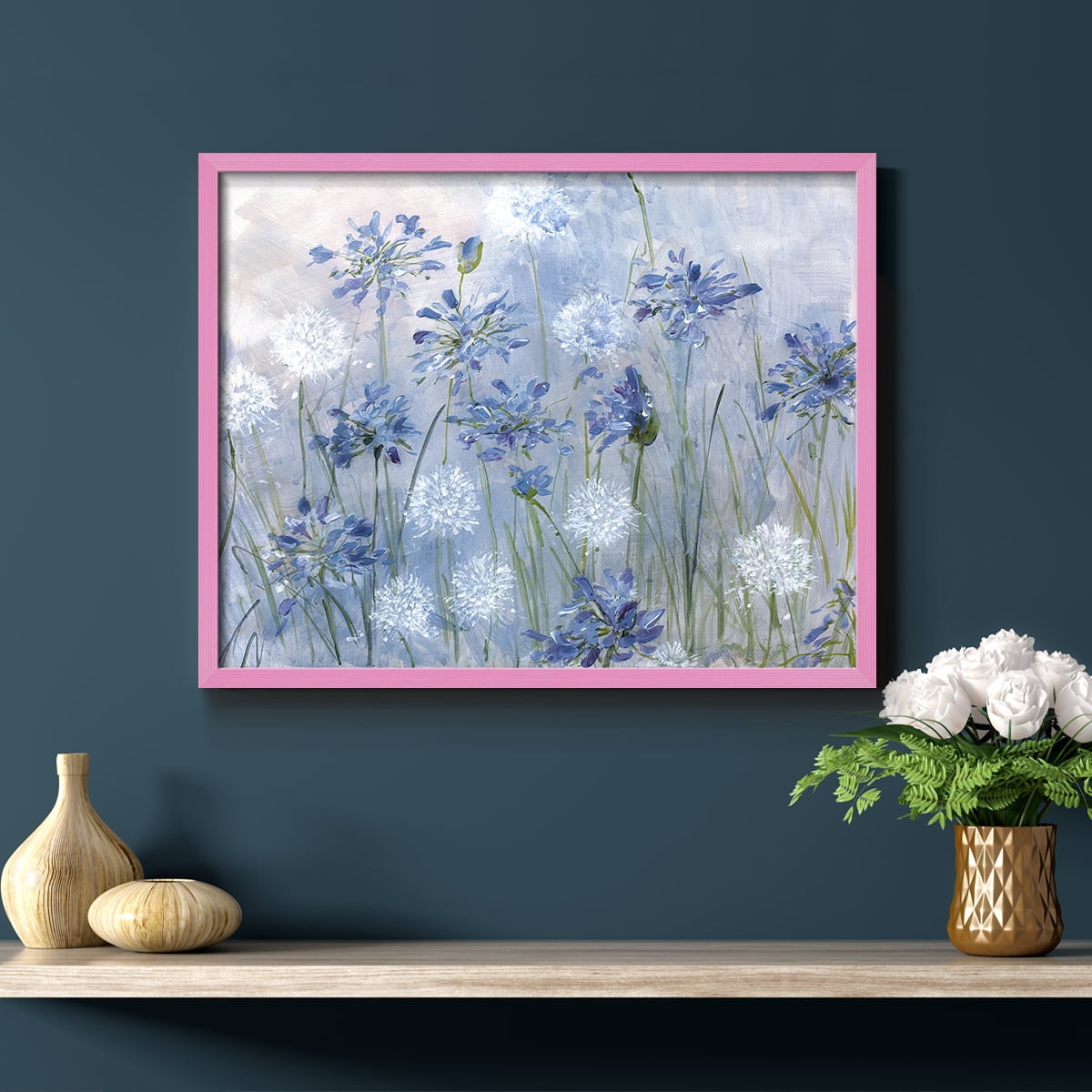 Dandelion and Agapanthus by Sally Swatland - Restickable Framed Giclée Print