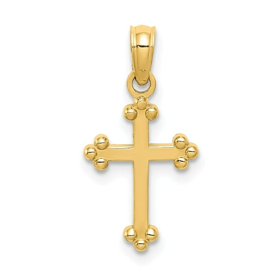 FB Jewels 14K Yellow Gold Budded Cross Charm
