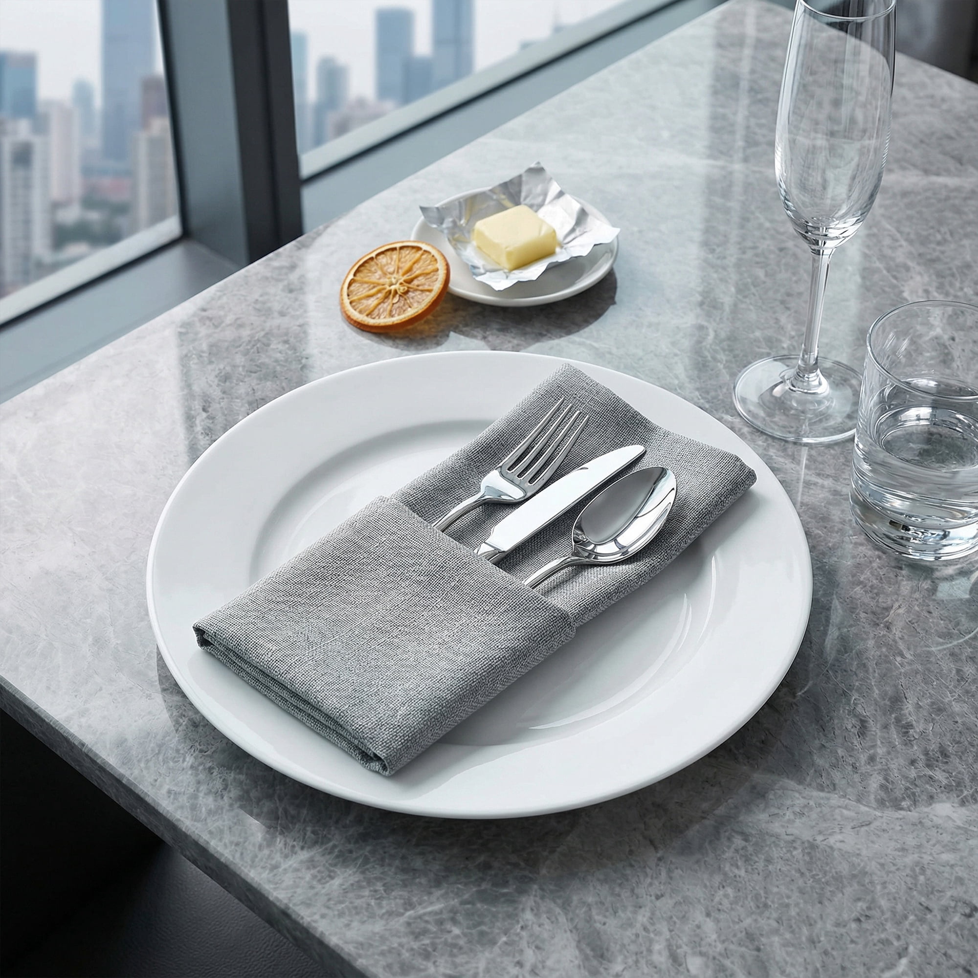 Unique Bargains 6Pcs Dinner Use Cotton Cloth Napkins Smoky Gray 20x20inch