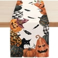 thumbnail image 1 of Mantel de Halloween rectangular, negro, naranja, murciélagos de calabaza picnic, fiesta, suministros de decoración de mesa33*229cm, 1 of 5