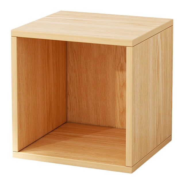 Organizador de almacenamiento de cubos de madera, contenedor de almacenamiento de madera, organizador de artículos diversos, estante organizador, caja Color de la madera
