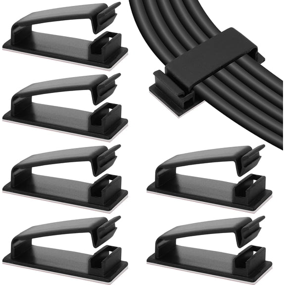 50 Pcs Cable Clips,Adhesive Cable Clips,Cable Management Clips,Self Adhesive Wire Clips,Wire Holder Cord Organizer,Cable Organizers Cord Holder for TV PC Ethernet Cable Under Desk Home Office (Black)