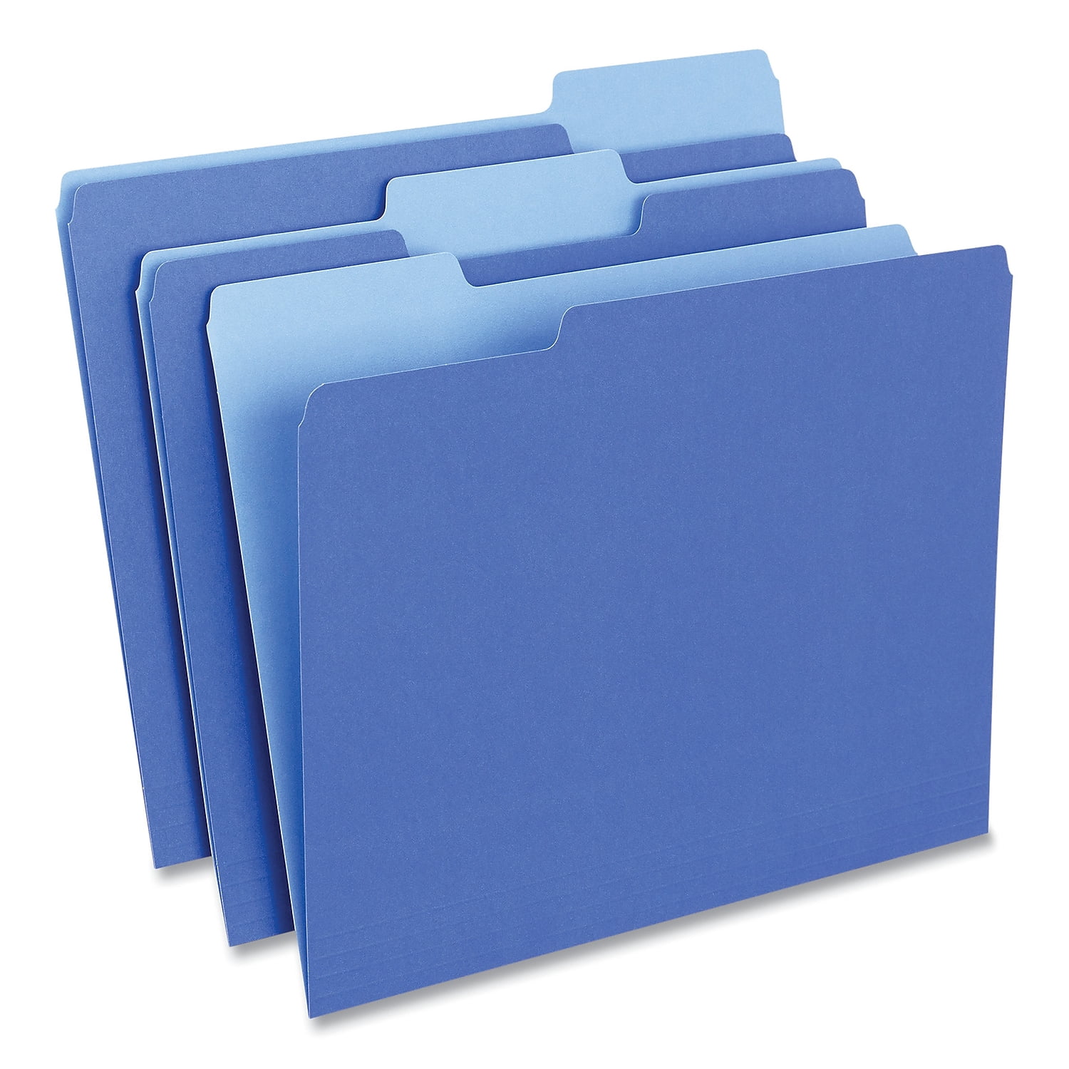 Universal UNV12301 1/3-Cut Assorted Tab Interior File Folders - Letter Size, Blue (100/Box)