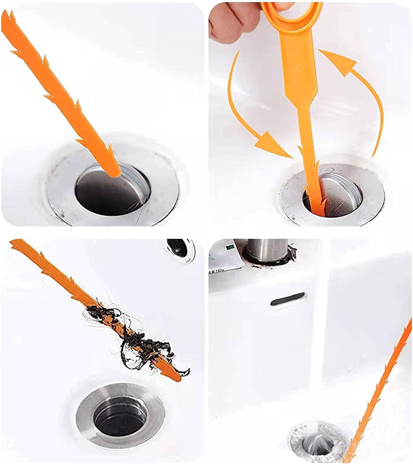 6Pcs Hair Drain Cleaner Tool-25 Inch Snake Drain Clog Remover Tool for Sink  Tube - Plugsus