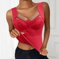 thumbnail image 2 of Fiaer Women's Tanks 2-in-1 Built-In Bra Thermal Warm Lace Solid Color Vest Stretch Comfort Oversized Cami Red XL, 2 of 4