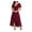 Wine, variant on CHUMUD Summer Dresses for Women V-Neck Short Sleeve High-Low Chiffon Midi Dress, Elegant A-Line Cocktail Dress