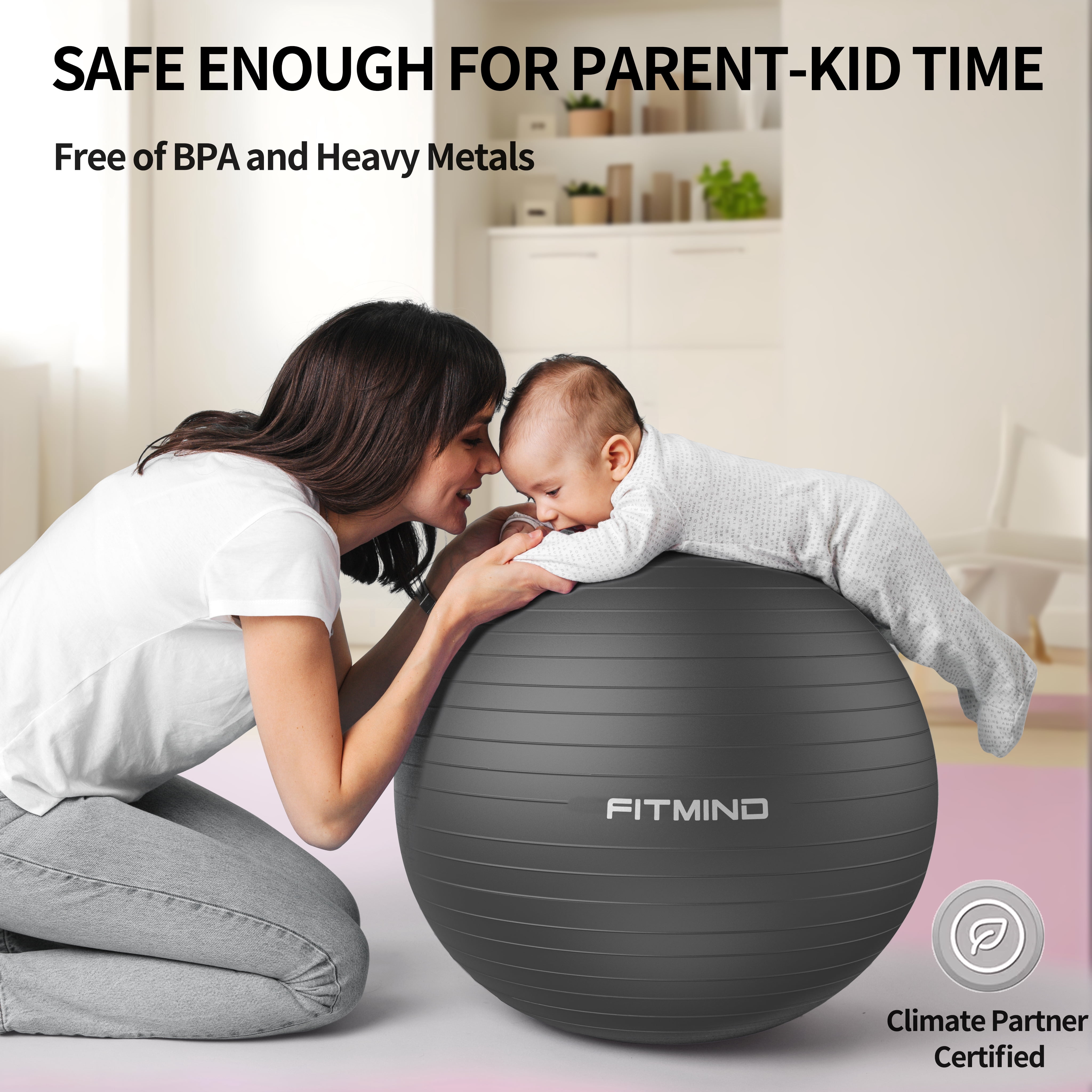 FITMIND Exercise Balls Set 26"& 10" for Yoga and Pilates, Anti-Burst, Parent-Baby Hours, Hand Pump, Black
