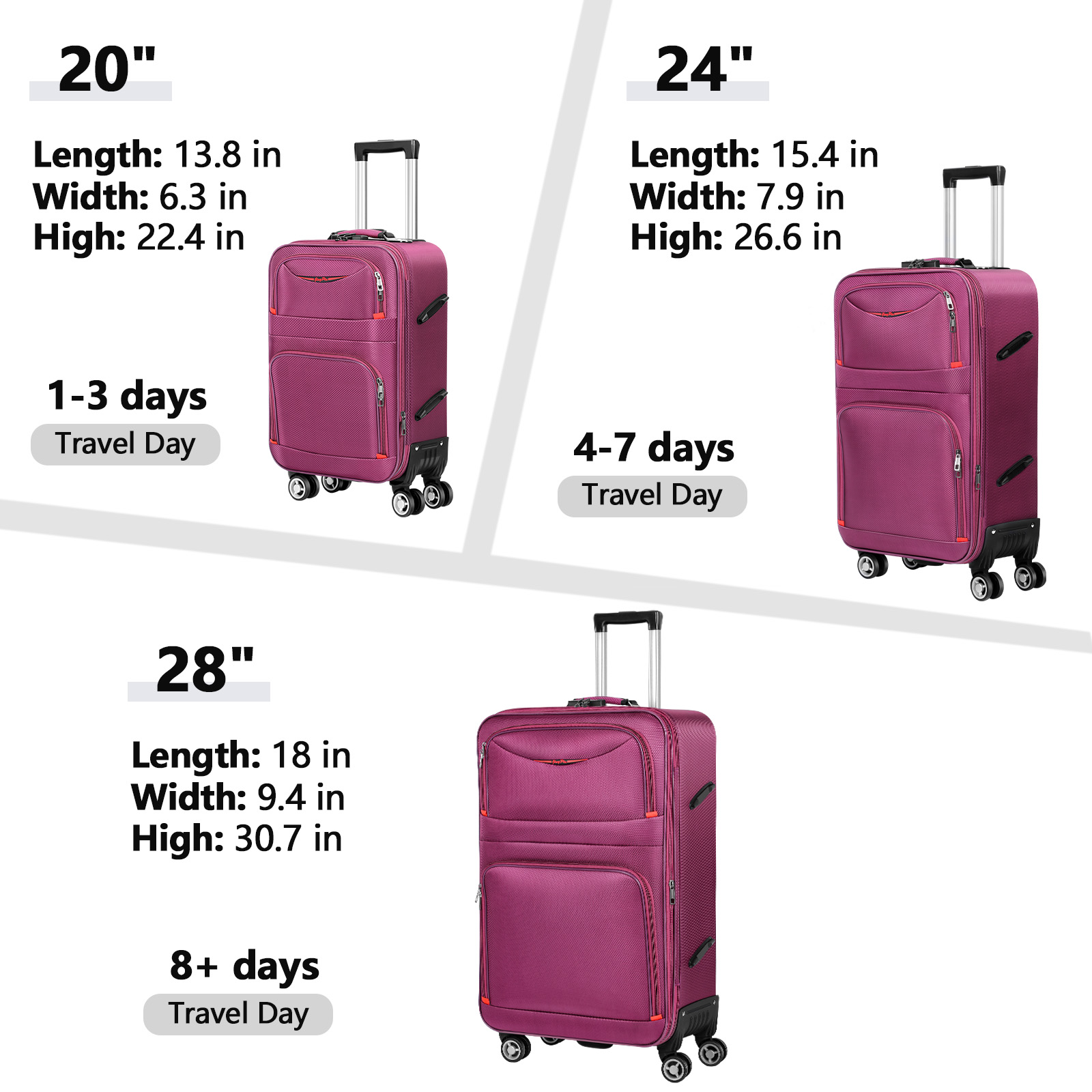 Hikolayae Jingpin Collection Softside Spinner Luggage Sets in Cute Pink ...