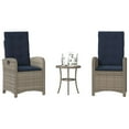 thumbnail image 1 of vidaXL 3 Piece Bistro Set with Cushions Gray Poly Rattan, 1 of 6