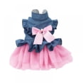 thumbnail image 1 of Robes Chien Princess Nœud Papillon Robe Tutu pour Animaux de Compagnie Robes en Maille Rayée Chiot Princess Robes d'Été pour Petit Moyen Chat Chiot Chien, 1 of 12
