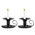 thumbnail image 1 of maskred 2pcs Metal Fine Workmanship Candlestick Holders With Handle For Special Events Wide Application Black, 1 of 6