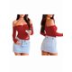 thumbnail image 3 of Tops de Larga con Hombros Descubiertos para Mujer, Ideales para Salir, Clubs de Moda de Otoño Y2K, Conciertos de Vino Tinto L, 3 of 9