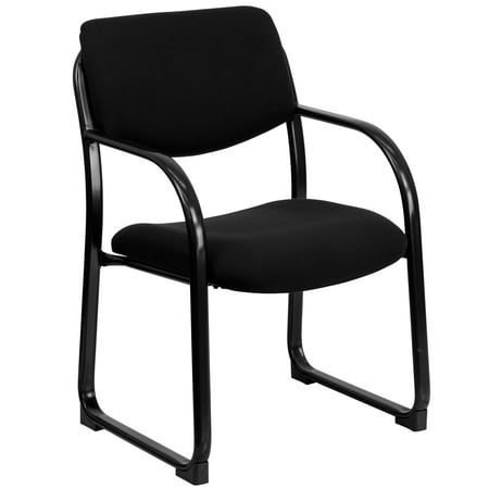 Flash Furniture Richie Black Fabric Executive Side Reception Chair with Sled Base