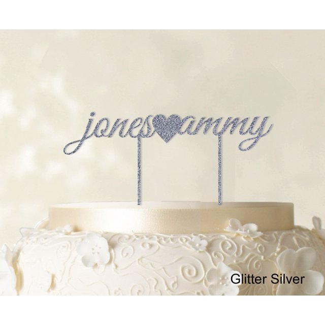 Custom Name Glitter Cake Topper Personalized Wedding Cake Toppers Color Option Available 5-7 Inches Wide