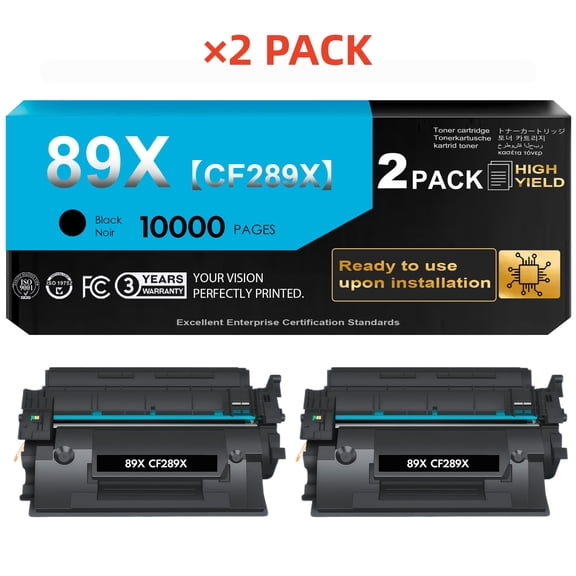 89X Black Toner Cartridge (with Chip) for 89X CF289X Toner Cartridge for M507n M507dn M507x MFP M528dn M528f M528c M528z M507 M528 Series Printer Ink (2 Pack)