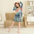 thumbnail image 3 of FORMRS Niños Bathrobe Unisex Hooded Robe Soft Plush Pajamas Sleepwear, Size 7-9T, Floral Mountain, 3 of 7