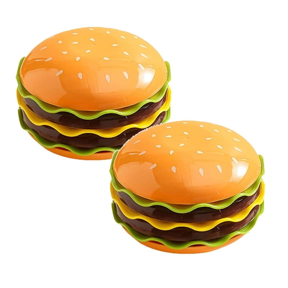 2Pcs Stackable Hamburger Dinnerware Set Cute Tableware For Indoor And Camping Use Novelty Burger Plates Bowls Ideal For Snacks Desserts Tableware
