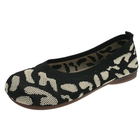 

Women‘s Soft Sole Flat Shoes Round Toe Slip-on Breathable Lightweight Casual Shoes Women‘s Low Top Knit Shoes