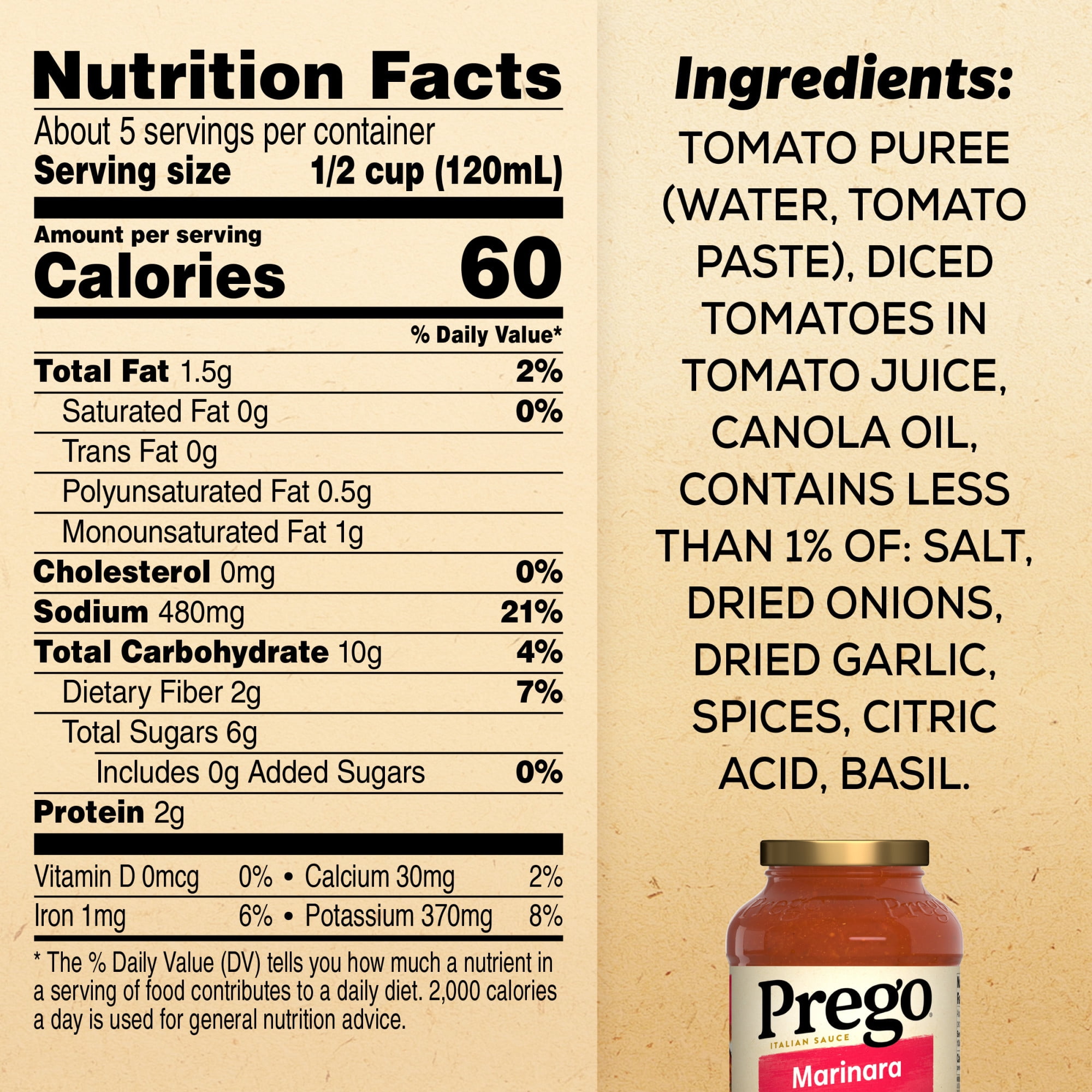 (6 pack) Prego Marinara Sauce, 23 oz Jar