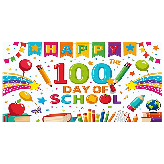 Colorful School Celebration Banner Happy 100 Day Decoration for Classroom Decor Party Back to School
