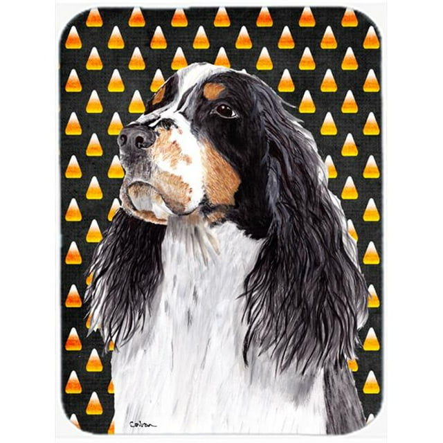 Carolines Treasures SC9172LCB Springer Spaniel Candy Corn Halloween Portrait Glass Cutting Board - Large