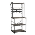 thumbnail image 1 of KFFKFF Kitchen Bakers Rack, 23.6 inch Width Bakers Rack, Kitchen Stand with X-Shaped Support Bar, 12 S-Shaped Hooks, Double-Layer Top Shelf, Coffee Bar Stand, 1 of 9