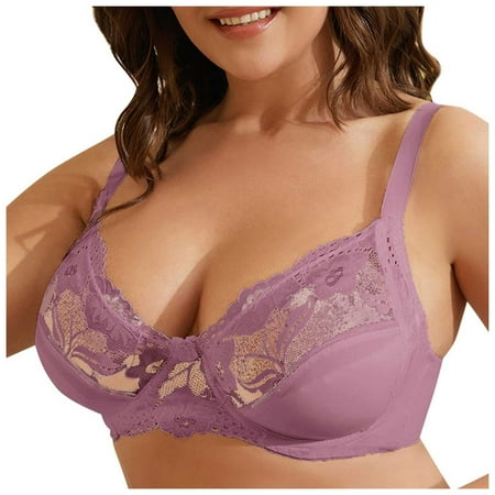 YHGFVOKJ Bras for Women Strap Lined Comfort Foam Stretch Fabric Smooth U Size Sexy Bra Lace Plus Size Lingerie Underwear Bras for Women Pack Purple XXXXL