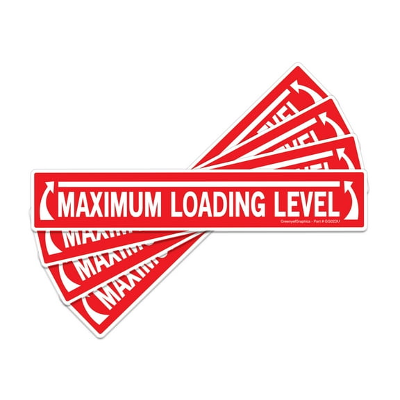 (4 Pack) Maximum Loading Level Laminated Sticker Decal, 15" x 2.5" Self-adhesive Label, Vinyl Decal for Industrial Notices | Dumpster Safety Sign (Red)