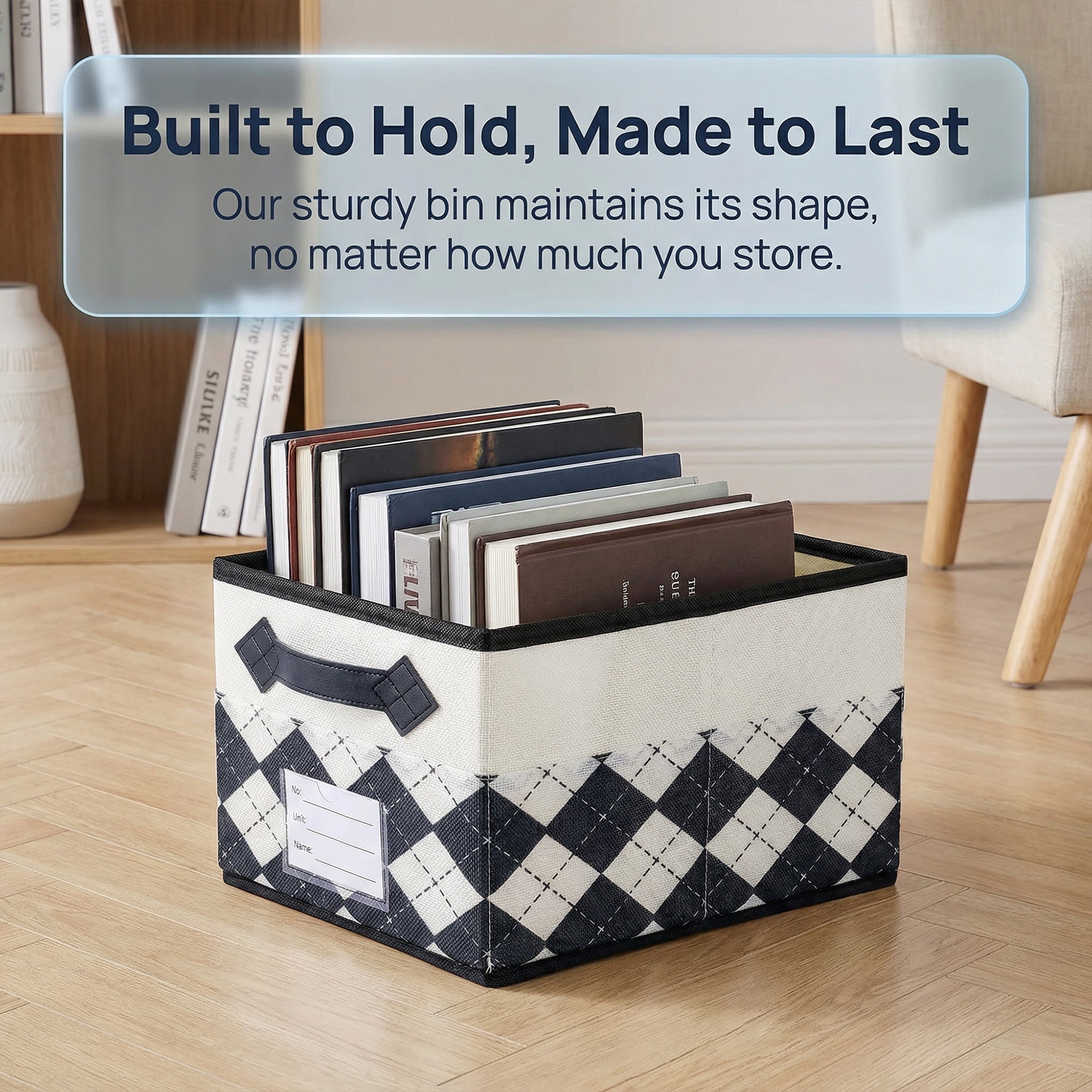 Unique Bargains Storage Basket with Handle for Organizing Light Black 8.7"x11.4"x6.7"