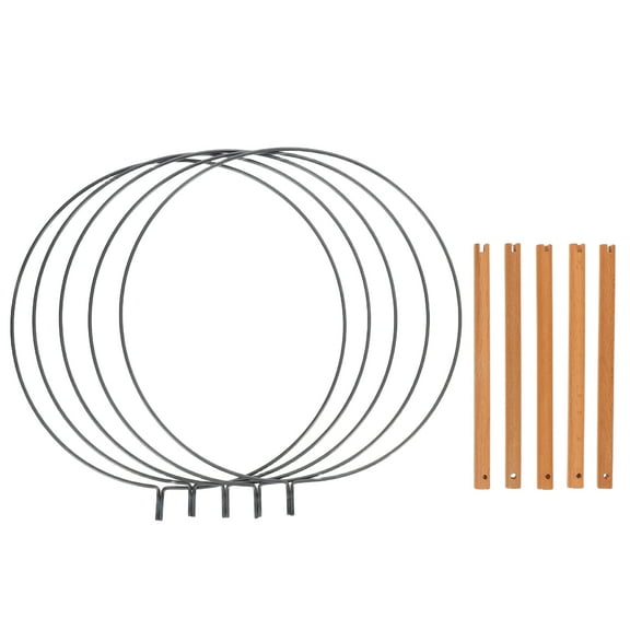 RUNROTOO 5Pcs Handheld Fan Hoop Iron Wood Multi Round Traditional Design For Diy Enthusiasts