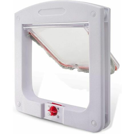 Puerta para gatos para gatos, perros, pequeña puerta para gatos con cerradura de 4 vías, fácil de instalar