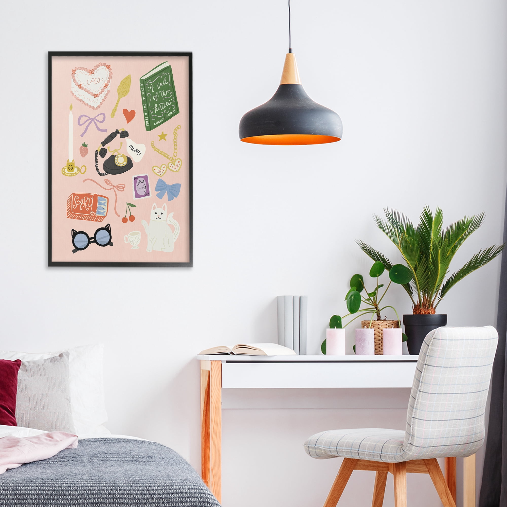 Stupell Industries Vintage Cat Lover Trinkets Black Framed Giclee Art, design by Amanda Houston