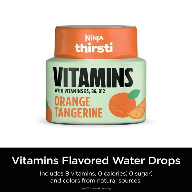 Gouttes d'eau aromatisée Ninja Thirsti, éclat avec essence de fruit non sucrée, orange mandarine, zéro calorie, zéro sucre, zéro édulcorant, 2,23 oz liq., pour préparer 20 boissons de 12 oz, WCFOTG1C