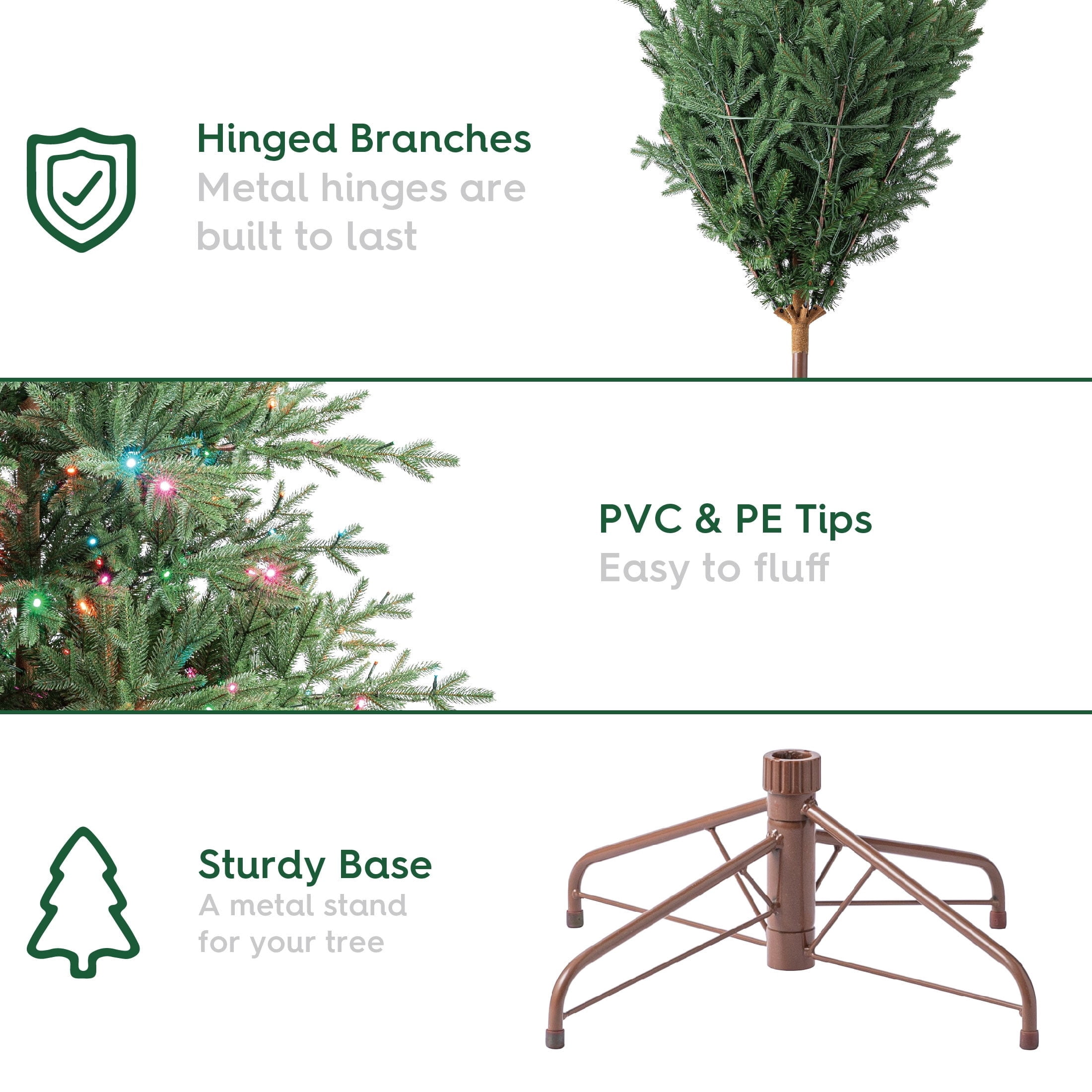 7.5' Pre-Lit Greenwich Fir Green Artificial Christmas Tree with LumaDazzle Color-Changing Twinkle LED Lights, Quick Set, and Stand, by Holiday Time