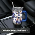 thumbnail image 7 of 40 Oz Blue Leaves Tumbler with Handle and Straw,Double Wall Vacuum Reusable Stainless Steel Water Bottle Leak Proof Insulated Travel Mug Iced Coffee Cup, for Iced or Cold Beverages, 7 of 7