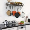 thumbnail image 4 of Auledio Pot and Pan Rack Wall-Mounted Cookware Holder with 10 Pot Hooks for Kitchen, Bronze, 4 of 7