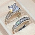 thumbnail image 3 of Hitanshu Jewels 14K White Gold Plated His & Her Trio Ring Set 1.30 ct Brilliant Moissanite, 3 of 6