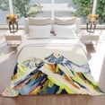 thumbnail image 3 of Abstract Snowy Flannel Blanket for Bed,Travel and Camping, Mountain Colored Drawing Oil Painting Super Soft Cozy Blanket for All Seasons 30"x40", 3 of 7