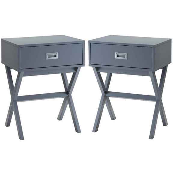Home Square Designs2Go Landon End Table in Gray Wood Finish - Set of 2