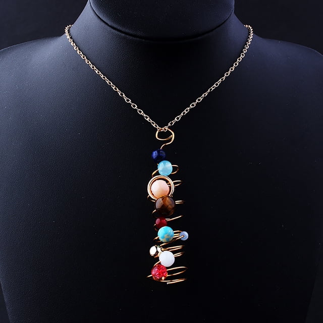 Xihbxyly En venta Collar de cuentas con sistema de universo sinuoso de moda para damas.